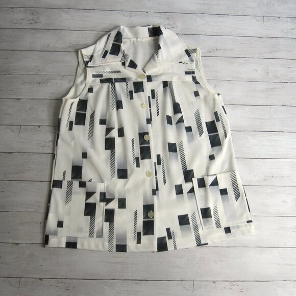 Vintage Women's Sleeveless Tunic Smock Top Size 38 L XL MCM Front Pockets USA - Picture 1 of 7